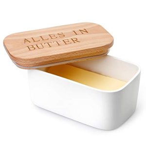 Butterdose Sweese 303.214 Porzellan für 250 g Butter, Holzdeckel