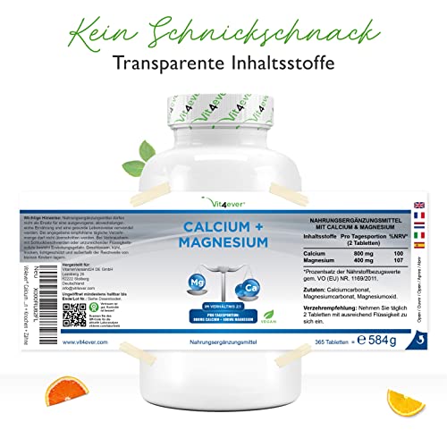 Calcium Vit4ever 800 mg + Magnesium 400 mg, 365 Tabletten