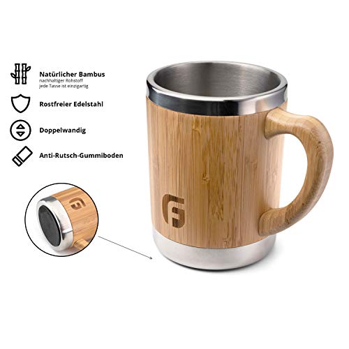 Coffee-to-go-Becher Bambus GranFore, 300ml mit Deckel