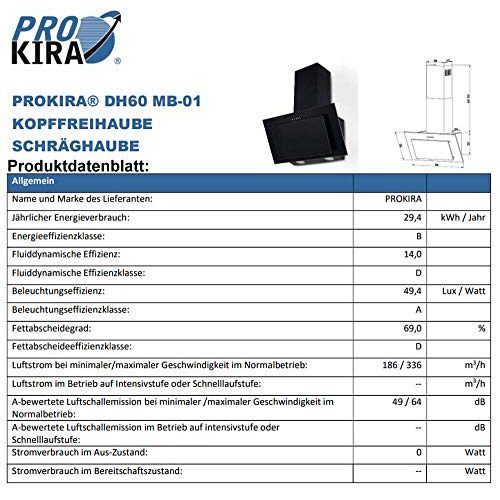 Dunstabzugshaube kopffrei PRO KIRA PROKIRA® DH60 MB-01