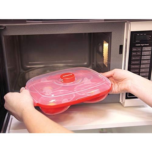 Eier-Pochierer Sistema Microwave Eierpochierer für 4 Eier, rot