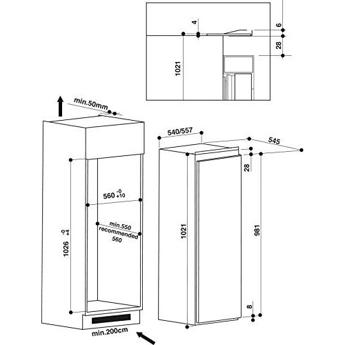 Einbaukühlschrank (122 cm) ohne Gefrierfach Bauknecht KSI 10GF2