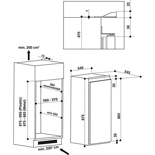 Einbaukühlschrank mit Gefrierfach Bauknecht KSI 9GF2, 118 Liter