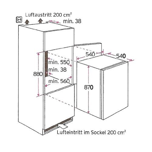 Einbaukühlschrank mit Gefrierfach PKM KS120.4EB, 105 L Kühlteil