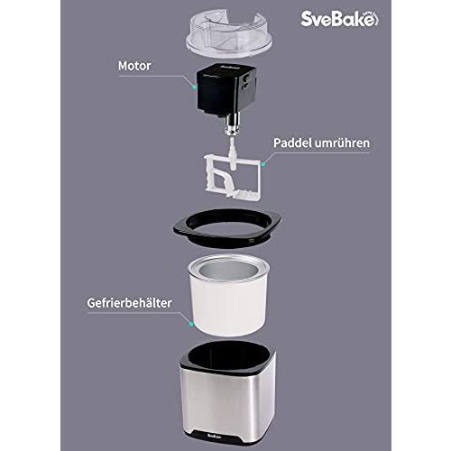 Eismaschine SveBake mit 2 Liter Gefrierbehälter, Edelstahl
