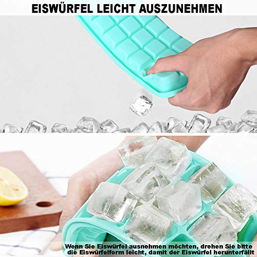 Eiswürfelform EZILIF Silikon mit Deckel 24-Fach 3er Pack