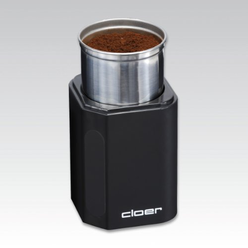 Elektrische Kaffeemühle Cloer 7580 Elektrische Kaffee-und Gewürzmühle, 200 W, für Pesto, Nüsse und Getreide, bis zu 70 g Kaffeebohnen, abnehmbarer Edelstahlbehälter, schwarz