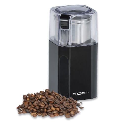 Elektrische Kaffeemühle Cloer 7580 Elektrische Kaffee-und Gewürzmühle, 200 W, für Pesto, Nüsse und Getreide, bis zu 70 g Kaffeebohnen, abnehmbarer Edelstahlbehälter, schwarz