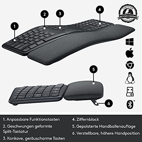 Ergonomische Tastatur Logitech ERGO K860 kabellos, geteilt