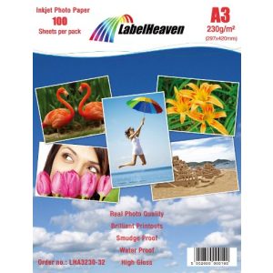 Fotopapier A3 LabelHeaven LH-A3230-32 Fotopapier, 100 Blatt