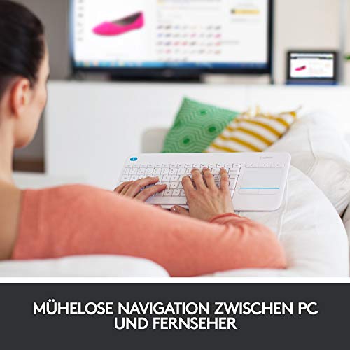 Funktastatur Logitech K400 Plus Kabellose TV-Tastatur, Touchpad