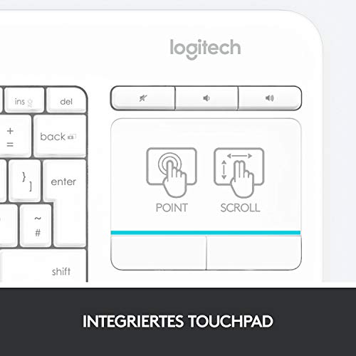 Funktastatur Logitech K400 Plus Kabellose TV-Tastatur, Touchpad