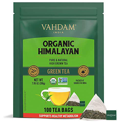 Grüntee VAHDAM, Grüner Tee BIO Blätter, Himalaya, 100 Beutel