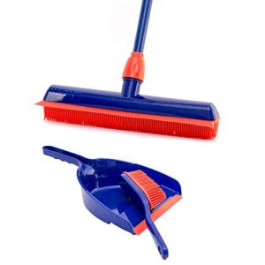 Lantelme rubber broom with telescopic handle, hand broom, shovel set