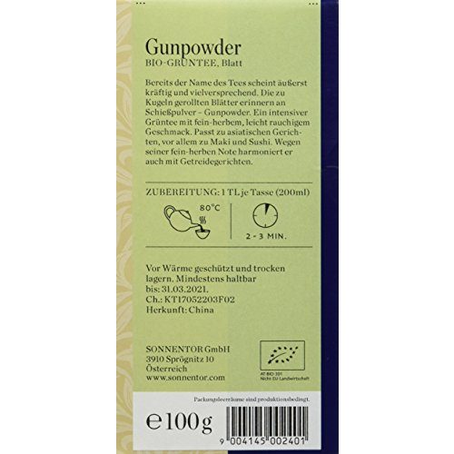 Gunpowder-Tee Sonnentor Chines. Grüntee Gunpowder lose, 100 g