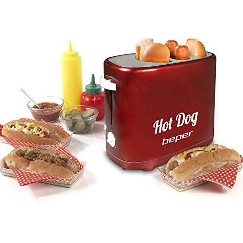 Hot Dog Maker BEPER Maschine, Hot Dog, 750 W, Kunststoff, rot