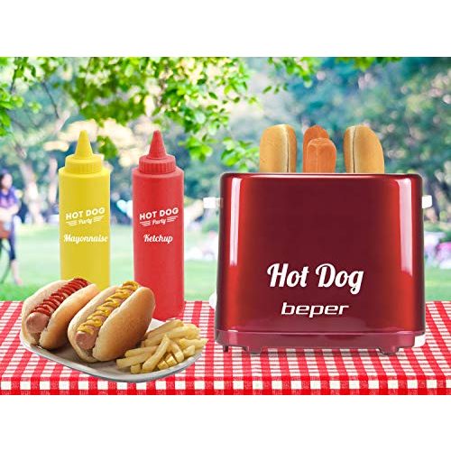 Hot Dog Maker BEPER Maschine, Hot Dog, 750 W, Kunststoff, rot