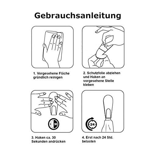 Klebehaken AOS Home 4 Stück Premium Edelstahl Handtuchhaken