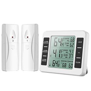 Kühlschrank-Thermometer Brifit, Digital mit 2 Sensoren, Alarm