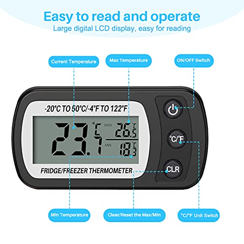 Kühlschrank-Thermometer Thlevel 2PCS, digital, mit Haken