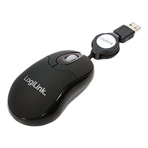 Mini-Maus LogiLink ID0016 Maus optisch USB Mini, Kabeleinzug