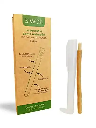 Miswak kiswu 6x Sticks Siwak, Natürliche Zahnbürste, inkl. 1 Etui