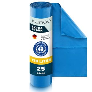 Müllbeutel KLINOO Extra Starke blaue Müllsäcke 120 Liter, 1 Rolle