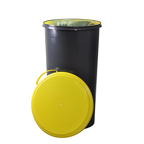 Müllsackständer KUEFA 60L mit flachem Deckel, Gelber Sack