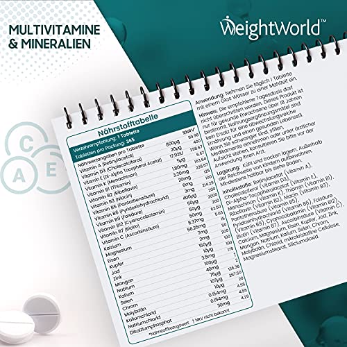 Multivitamin-Tabletten WeightWorld Multivitamine u. Mineralien