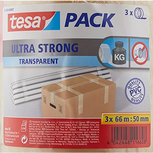 Paketklebeband tesa pack® Ultra Strong, 66 m x 50 mm, 3 Rollen