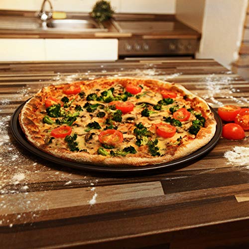 Pizzablech Relaxdays rundes Backblech 4er Set, 33cm Ø, grau