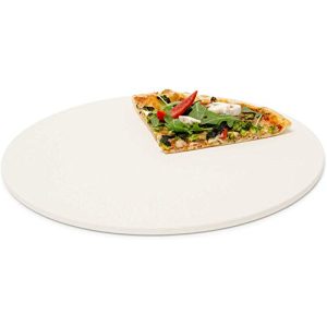 Pizzastein Relaxdays rund, Steinplatte, Cordierit, 33 cm Ø, beige