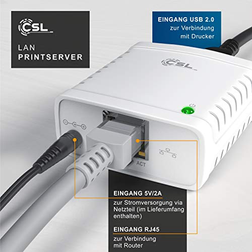 Printserver CSL-Computer CSL, LAN Druckerserver, USB2.0