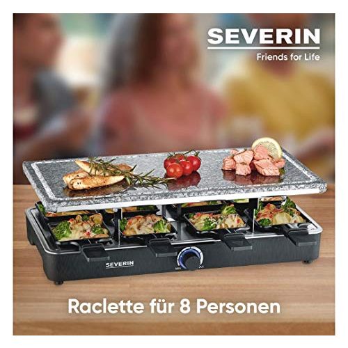Raclette SEVERIN, Partygrill mit Naturgrillstein, für 8 Personen