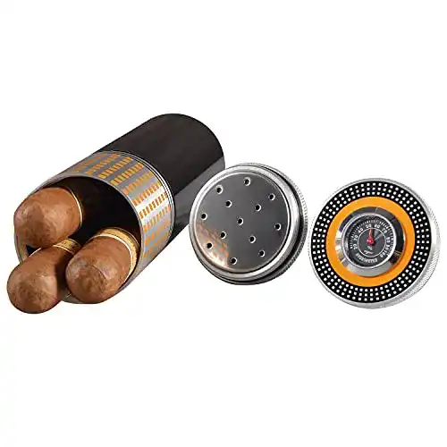 Reisehumidor Volenx Zigarren Humidor Edelstahlrohr, Hygrometer