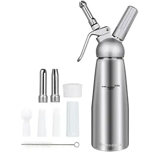 Sahnespender Homealexa 500ml, 3 Edelstahl Düsen