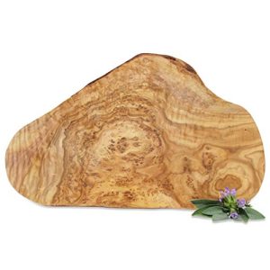 Schneidebrett (Olivenholz) Figura Santa mit Rindenrand