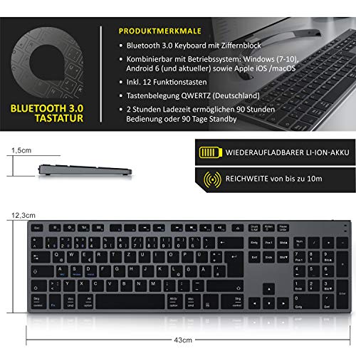 Tastatur CSL-Computer CSL, Kabellos Slim Design, Wireless