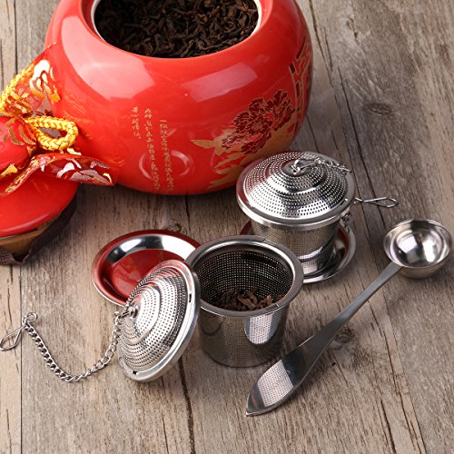 Tee-Ei OUNONA Sieb Tee Rostfreier Stahl (2 Stück) mit Tee-Scoop