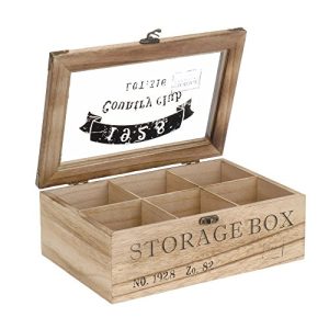 Teebox ToCi Holz Natur mit 6 Fächern „Storage Box“ Retro Look