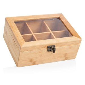 Teebox wenco premium mit 6 Fächern, 21,7 x 16 x 9 cm, Bambus