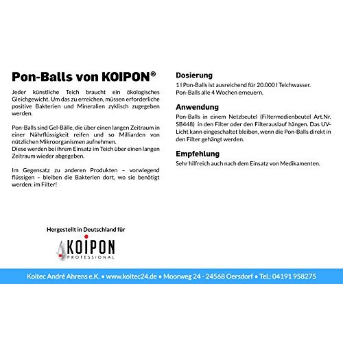 Teichbakterien KOIPON Pon-Balls Filterstarter 1 l, Nitrit Entferner
