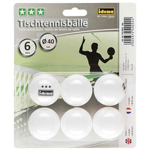 Tischtennisbälle Idena 7440022 – 6 Stück in weiß, Durchmesser 40 mm