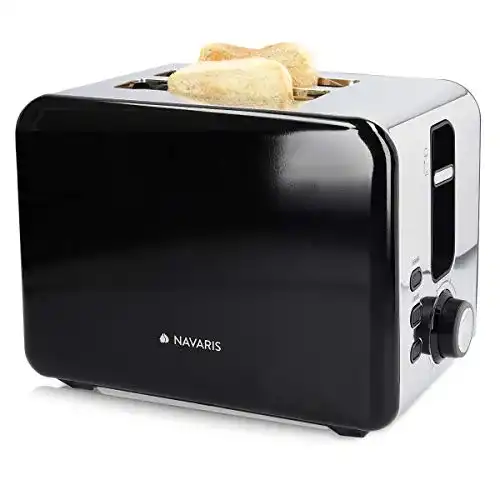 Toaster Navaris Edelstahl Doppelschlitz, 2 extragroße Toast Schlitze