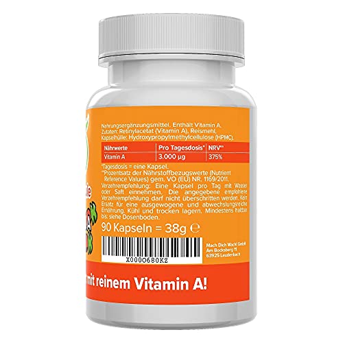 Vitamin A Vitamineule Kapseln hochdosiert & vegan