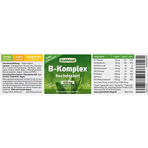 Vitamin-B-Komplex Greenfood B-Komplex 50, 120 Kapseln