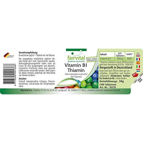 Vitamin B1 fairvital 100mg, Thiamin, HOCHDOSIERT, 100 Tabletten