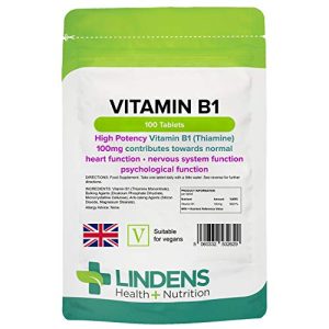 Vitamina B1 Lindens Tiamina 100 mg comprimidos, embalagem de 100