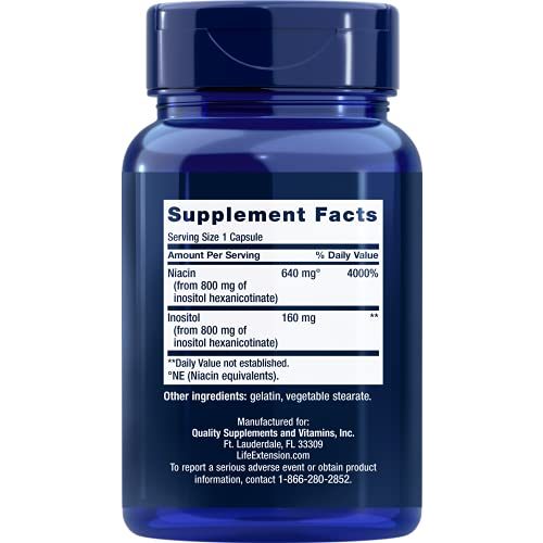Vitamin B3 Life Extension, No-Flush Niacin, 800 mg, 100 Kapseln