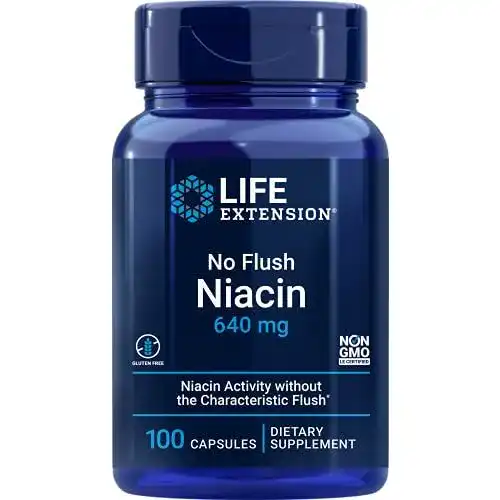 Vitamin B3 Life Extension, No-Flush Niacin, 800 mg, 100 Kapseln
